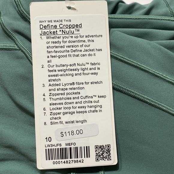 Lululemon Define Cropped Jacket Nulu Medium Forest - Picture 7 of 8
